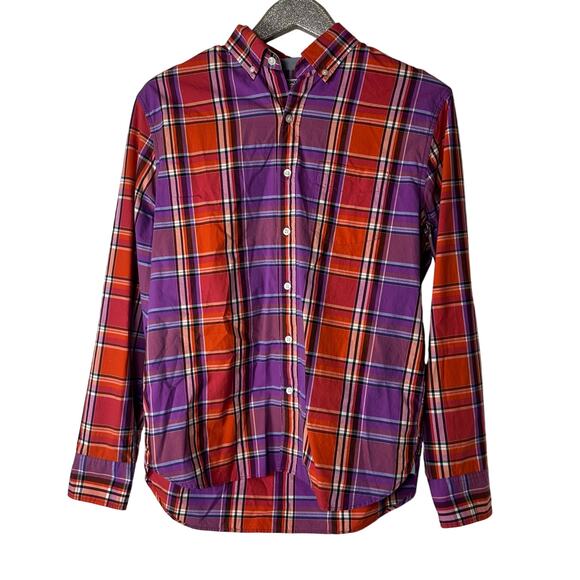 Bonobos Red and Purple Plaid Button Down Cotton Shirt - Picture 1 of 5